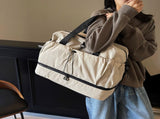 Beige and Black Large Capacity Travel Bag with Wet/Dry Separation - Canvas Polyester, Lightweight V888-ELOSUNG32657
