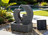 Gardeon Solar Fountain 5 Levels Cascading Water Feature Resin 50cm Black FOUNT-MUSHROOM-3LVL-BK