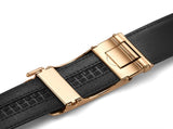 Men's Genuine Leather Ratchet Belt Automatic Buckle 120cm Adjustable Waistband with Gift Box for V888-ELOSUNG38543