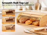 Artiss Bamboo Bread Box Bin Roll Top Kitchen Countertop Storage 45cm Natural BBX-1T-ROLL-WD