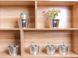 Plated Silver Tinplate Ice Storage Bucket Portable for Bar and Cafe 6Pcs V1370-AZ4-08956