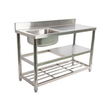 Freestanding Stainless Steel Kitchen Sink 120x50x79cm Commercial Utility Wash Basin V63-952871