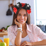 Halloween Rose Skull Headband Flower Crown Hair Bands Wreath Garland Floral Headpiece Women Leaf V1366-AZ2-W-05252