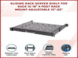 Sliding Rack Server Shelf 1U 19" 4 Post Mount Adjustable 15" to 22" Rack Tray V63-952651