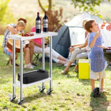 Stainless Steel Work Table 30 x 12 x 38 Inch, with 4 Wheels, 3 Adjustable Height Levels, Heavy Duty V952-CFBXGGZTLCDJEZMQSV0