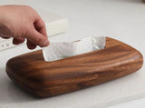 Tissue Box Cover With Walnut Wood Lid, Magnetic Easy Refill, Durable Plastic Base, For Bathroom V1237-ZY-807-105