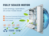Shutter Exhaust Fan, 406 mm High-speed 1400RPM 1506 CFM, Aluminum Wall Mount Attic Fan with V952-BYCSPQSDJAC16NRV5V3