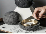 Nordic industrial style concrete ashtray, handcrafted with natural texture, detachable stainless V1232-SNYHG002