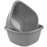 Grey Plastic Dish Pan and Foot Washing Bucket Set of 2 - Multi-Purpose Household Utility Basins for V1192-AZ-W-22412