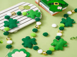 8.2 Ft St. Patrick's Day Felt Banner 3D Lucky Shamrock Clover with Gold Bead Hanging Garland Green V1258-DP02-WO-149