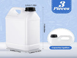 3 Pcs 1 Gallon Plastic Jug with Lids Square Empty Storage Hdpe Carboy Plastic Jar V1259-DP01-F-116