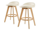 2X Wood Bar Stool Dining Chair Fabric LEILA 72cm BEIGE V274-FT-WBSFAB-82BE2