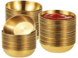 50PCS Round Golden Bowls, 2.4" x 1" Stainless Steel Dipping Cups, Small Seasoning Dish V1192-AZ-W-18274