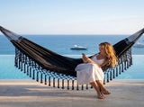 Double Tassel Hammock 110x59 Inch 450lbs Capacity Cotton-Polyester Canvas for Outdoor & V1232-LYDC-001