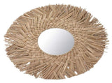 Straw Weaving Wall Mirror Retro Beautiful Woven Wall Hanging Mirror for Dorm Room Decoration Nature V1294-YM0703-3115230038512