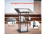 Podium Stand, 1180 mm Metal Lectern, Curved Standing Podium with Wide Reading Surface, Open Storage V952-JT1CGKJS47INZX1A5001V0