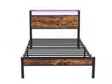 Levede Single Bed Frame LED Lights USB Charging Storage Headboard Metal Platform BF1087-S-WA-AU