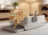 Pawz Stainless Steel Cats Litter Box Hooded High Enclosed Large Kitty Toilet PT1402-GY-AU