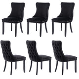 6x Velvet Upholstered Dining Tufted Chairs with Studs Trim and Solid Wood Legs-Black V226-SW8809BK-3