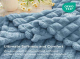 Updated Grey Throw Blanket for Couch and Bed- Super Soft and Warm 3D Checkered Fluffy Fuzzy Fleece V1107-114-04473-BLU5