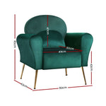 Artiss Armchair Green Velvet Caroline UPHO-C-ARM-8026-GR