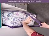 Clear Vinyl Zippered Storage Bags 40L Sturdy Storage Bags for Sweaters, Blankets, V1258-DP02-WO-210