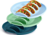 Silicone taco trays 3-pack with dividers Eco-friendly Reusable Taco plates Taco holders V1259-DP01-BO-82