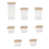 Food Storage Jars Plastic Airtight Containers with Bambusoideae Lids Kitchen Square Clear Canisters V1294-YM0901-3118250039812