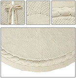 Festive Holiday Home Decoration Set - White Knitted Christmas Tree Skirt & Reindeer Stocking Combo V888-ELOSUNG54468