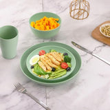 Camping Plates Cups and Bowls Set Green Reusable Microwave Safe Lightweight Unbreakable Plastic V1107-122-29070-WHT-32PCS