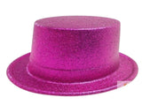 12x GLITTER TOP HAT Fancy Party Plastic Costume Tall Cap Fun Dress Up BULK - Hot Pink V563-12GLTRTOPHAT-HTPNK