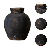 Rustic Ceramic Vase Wabi Table Centerpiece Office Farmhouse Flower Vase Black 12.7x12.7x15cm V1370-AZ4-15200