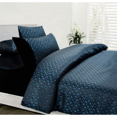 Accessorize Bouquet Blue Jacquard Quilt Cover Set Double V442-HIN-QUILTCS-BOUQUET-BLUE-DS