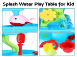 Keezi Kids Sand and Water Table 4-Tier Waterfall Sandpit Toys Beach Shovel PLAY-WATER-4LVL-BU
