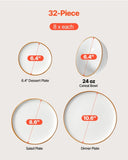 32 PCS Dinnerware Set Ceramic Plates and Bowls Sets Service for 8 White V952-YXKSMBSYXKS3GBB7HV0