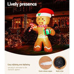 Jingle Jollys Christmas Inflatable Gingerbread Man 2.4M Illuminated Decorations XMAS-INF-GINGER-8FT