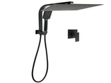 Matt Black Twin Set 16" Extra Large Shower Head 3 Modes Handheld Gooseneck Arm Wall Mixer V1233-A702BHS002M4CBKSS116BKSQ201B