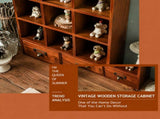 Vintage Wooden 9-Grid Open Desktop Organizer with Double Drawers and Durable Metal Handle V888-ELOSUNG52749
