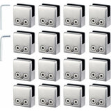 16 Pcs Stainless Steel Square Glass Clamps for Stair Railing, 8 to 10 mm V1188-MS-527-061