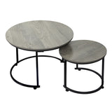 Levede Round Nesting Table Coffee Table Wood Side Table CH1156-60-GY