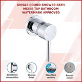 Single Round Shower Bath Mixer Tap Bathroom WATERMARK Approved V63-847921