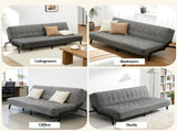 Artiss Sofa Bed, 1.9m 3-Seater Soft Innerspring Adjustable Couch Futon Chair for Apartment Dorm SBED-SPR-VEL8173-GY