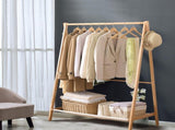 Levede Clothes Rack Wooden Wardrobe Natural CR1005-NT