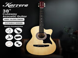 Karrera 38in Pro Cutaway Acoustic Guitar with Carry Bag - Natural CC38-PRO-NAT