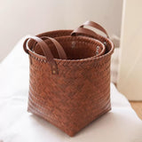 Woven Storage Baskets with Handles, Rattan Hamper Bin for Toys Laundry Blankets, Home Decor, Round, V1237-ZY00B0DGFQGJ9S