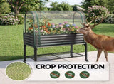 Green Fingers Mobile Raised Garden Bed with Net Cover Storage Shelf for Tomato Vegetables Herb GB-AG-PLAT-GH-GR