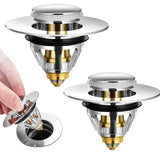 2 Pieces Universal Pop Up Sink Drain, Anti Blocked Drain Filter, Stainless Steel and Pure Copper V1237-ZY-528-279
