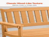 Outdoor Bench, 128 cm, 363 kg Weight Capacity for 2-3 Persons, Weatherproof Plastic Frame with V952-GYZYSLYMSSTBEEBDW001V0