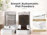 Automatic Cat Feeder and Water Dispenser Set, 3.3L Gravity Pet Food Feeder and Waterer with Bowls, V1369-AZ3-W-24227