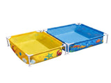 Bestway 2-in-1 Kids Pool and Sandpit Set 122cm/90cm Metal Frame Yellow Blue BW-POOL-KID-SQ-561CF